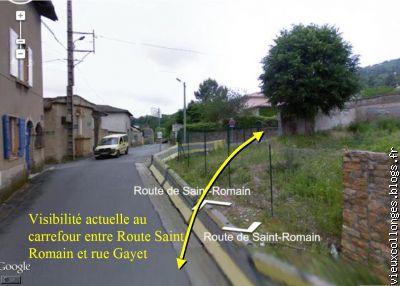 Visibilité actuelle depuis la route de St Romain